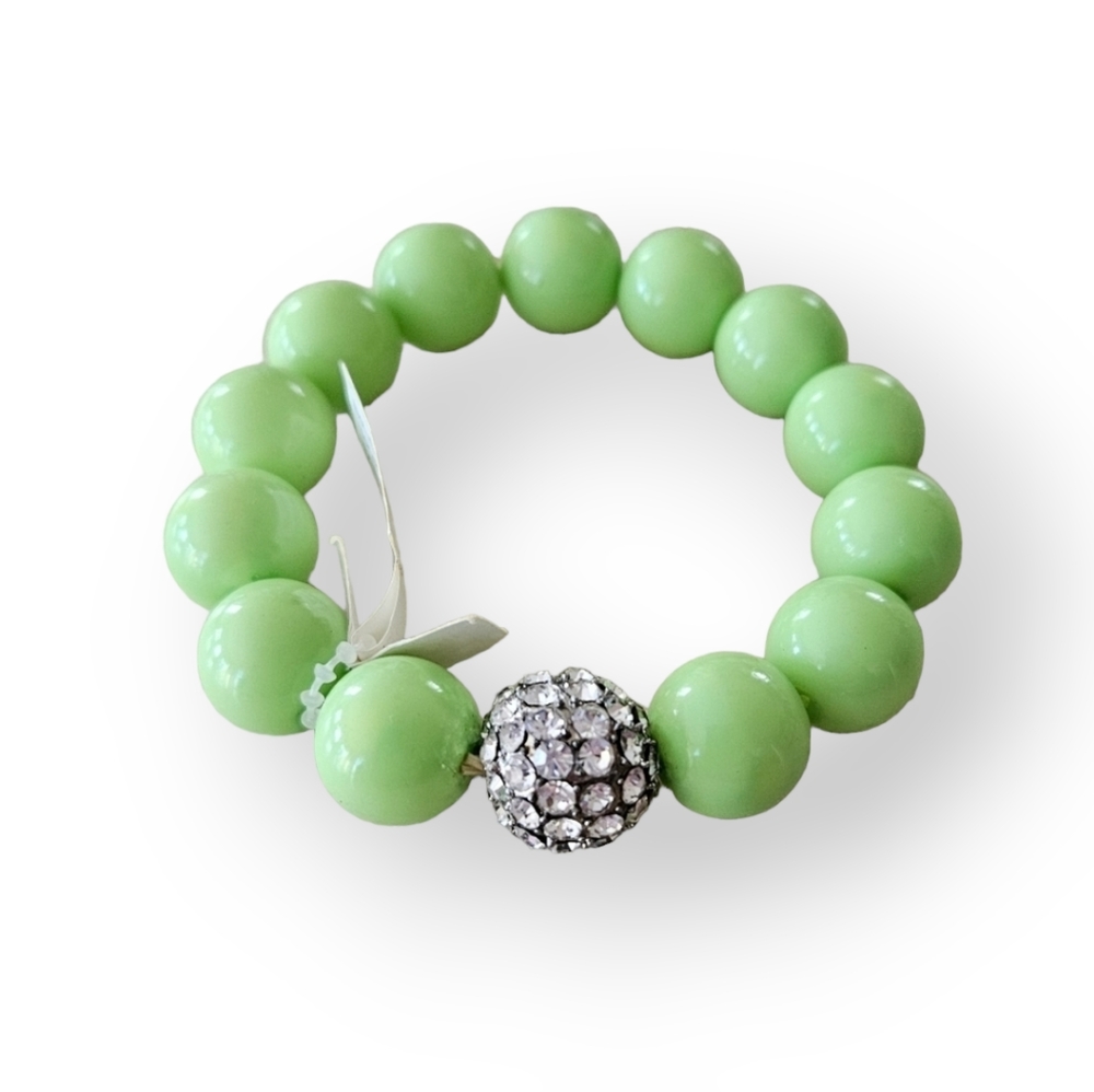 Stretchy 80s-90s Retro Green Beaded  Bracelet